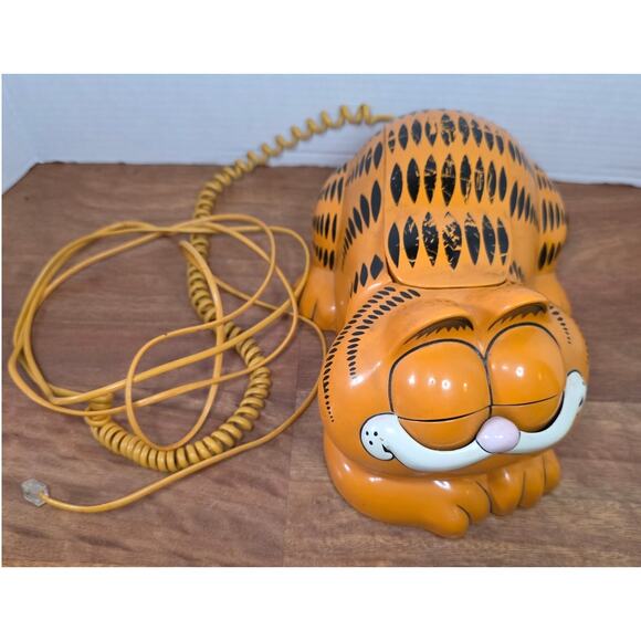 Garfield Landline Phone Vintage TYCO Eyes Open Closed - Picture 7 of 7